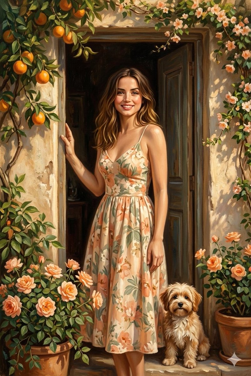Mediterranean Doorway Painterly Portrait - AI image template preview