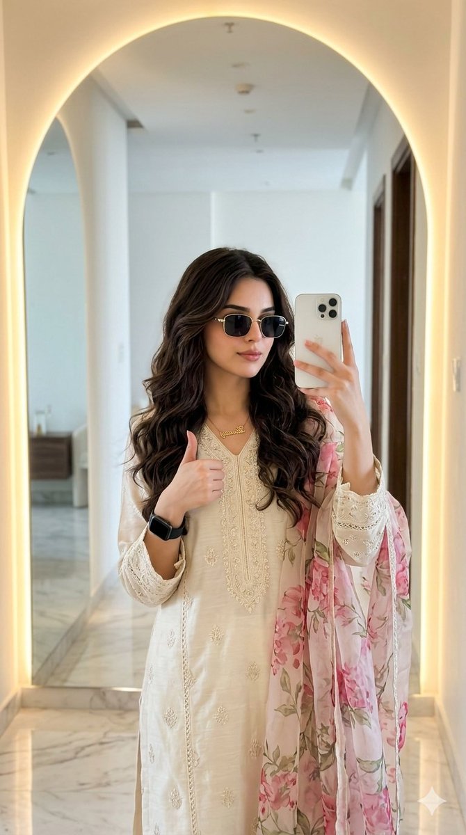 Traditional Pakistani Mirror Selfie - AI image template preview