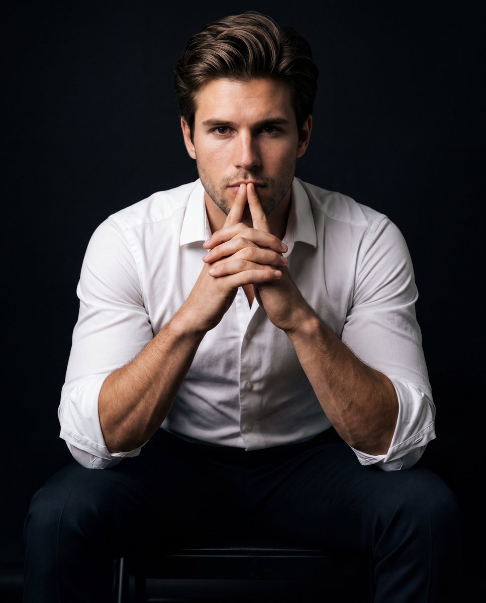 Intense Low-Key Studio Portrait - AI image template preview
