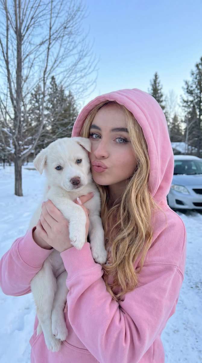 Playful Winter Puppy Portrait - AI image template preview
