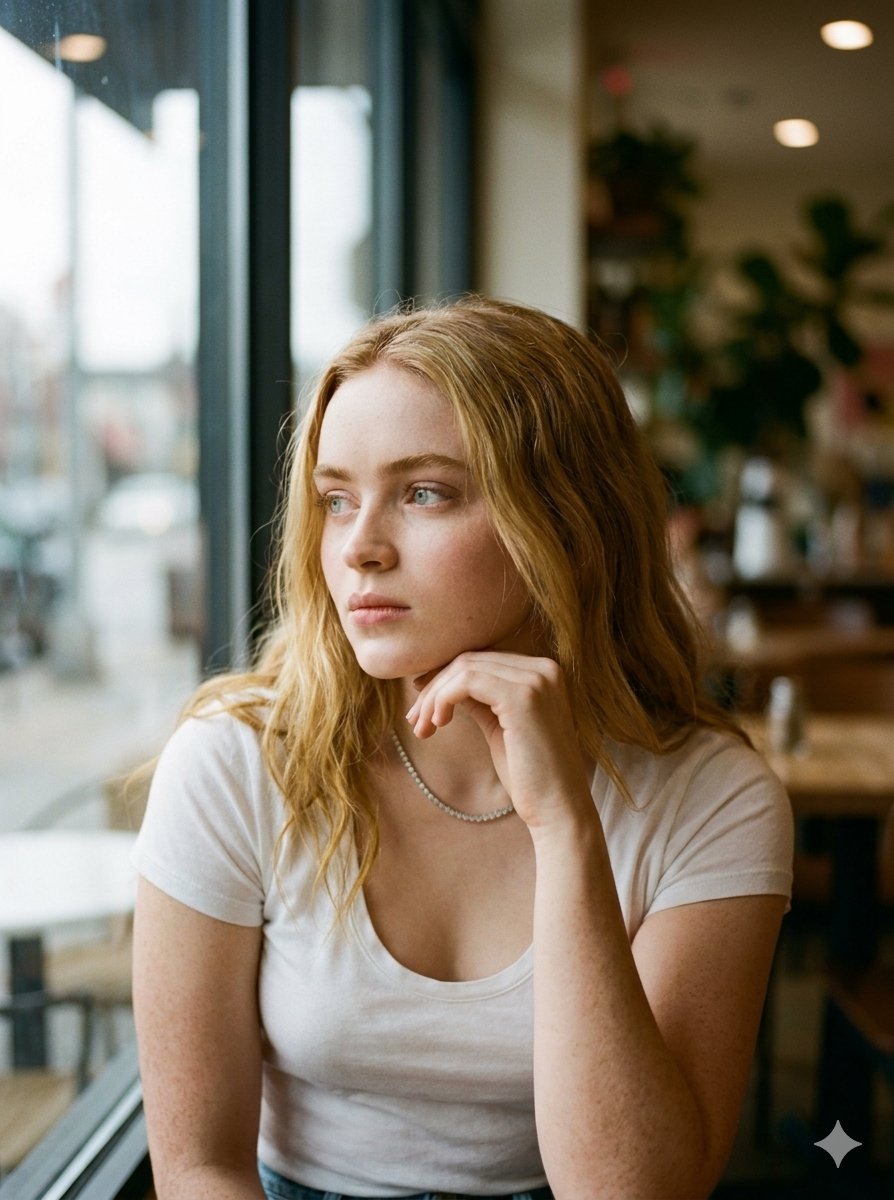 Cinematic Cafe Contemplation - AI image template preview