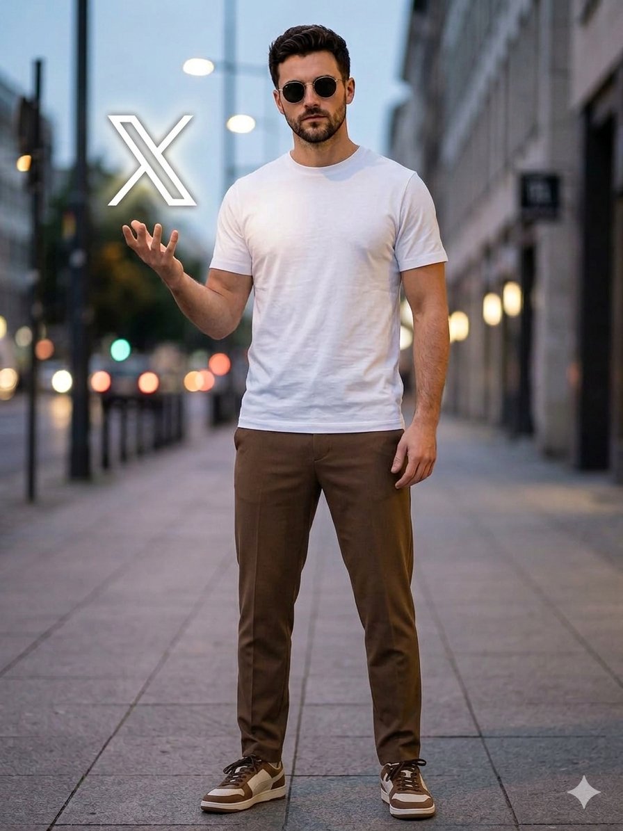 Urban Dusk Floating Logo Portrait - AI image template preview