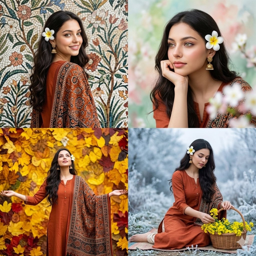 Four Seasons Portrait Collage - AI image template preview