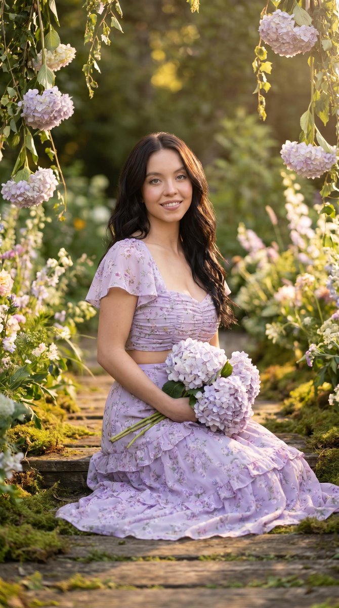 Cottagecore Garden Path Portrait - AI image template preview
