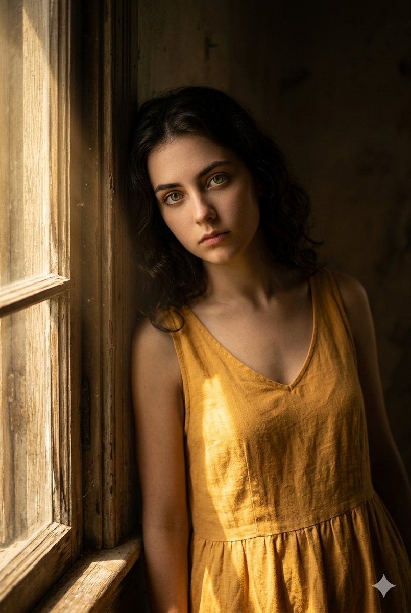 Moody Rustic Window Portrait - AI image template preview