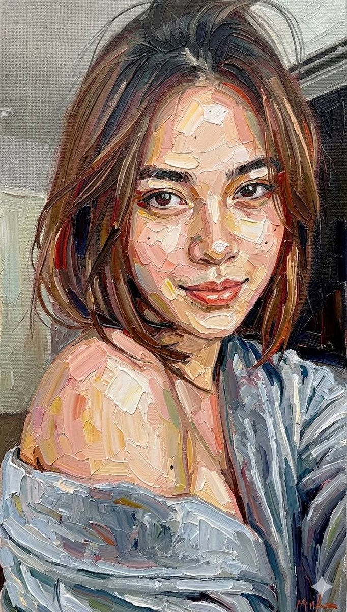 Impasto Oil Painting Portrait Style - AI image template preview