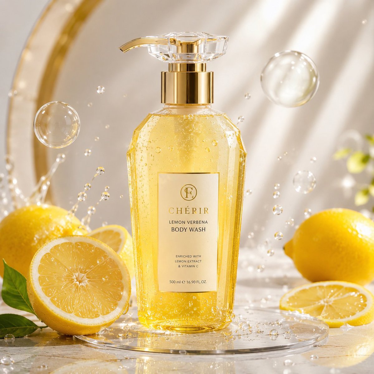 Luxury Lemon Skincare Product Photography - AI image template preview