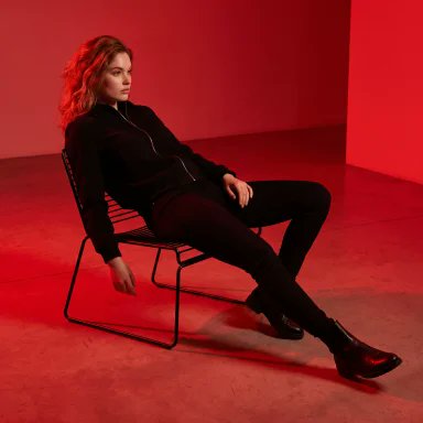 Red Lit Editorial Fashion Portrait - AI image template preview