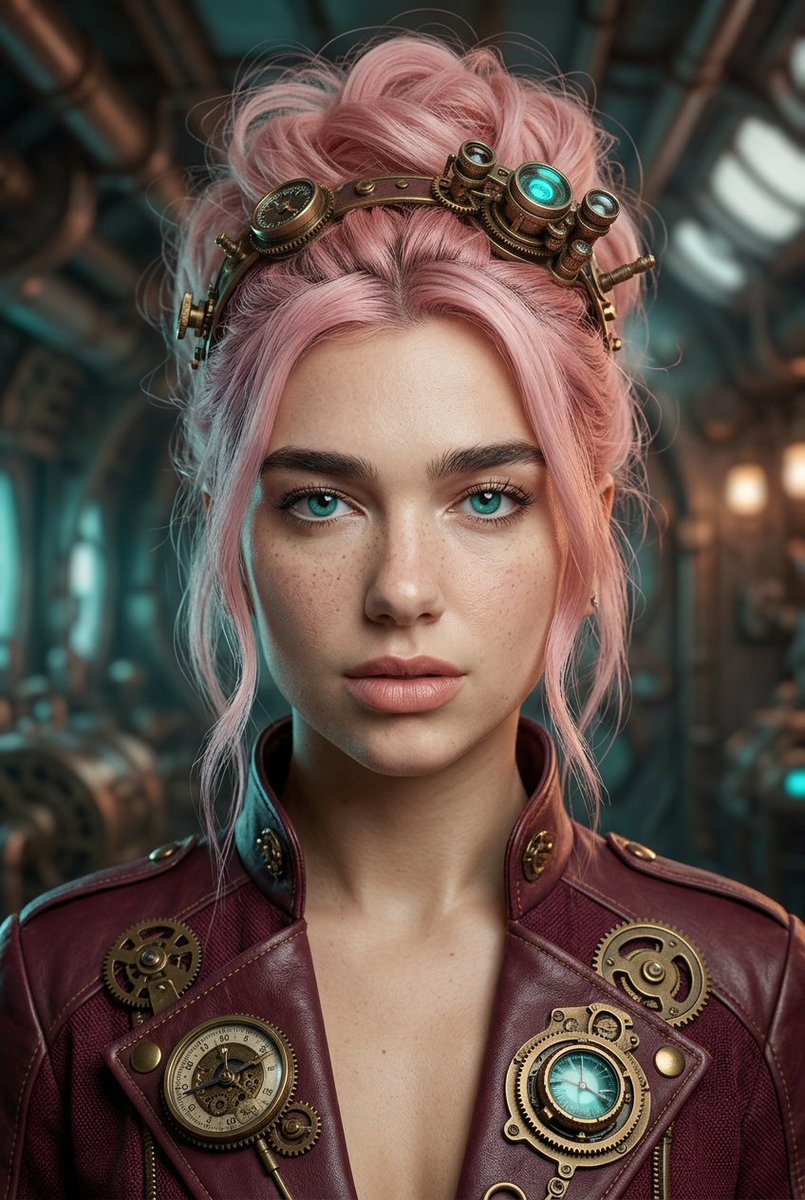 Steampunk Pastel Pink Portrait - AI image template preview