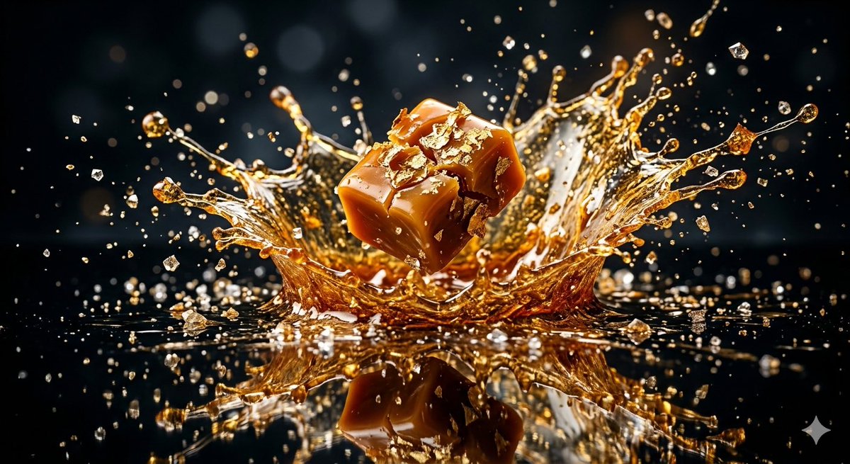 Exploding Molten Caramel Confectionery - AI image template preview