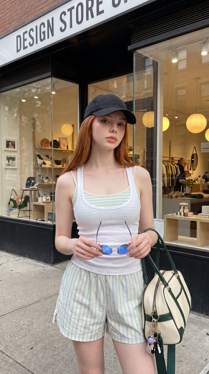 Urban Summer Streetwear Fashion Portrait - AI image template preview