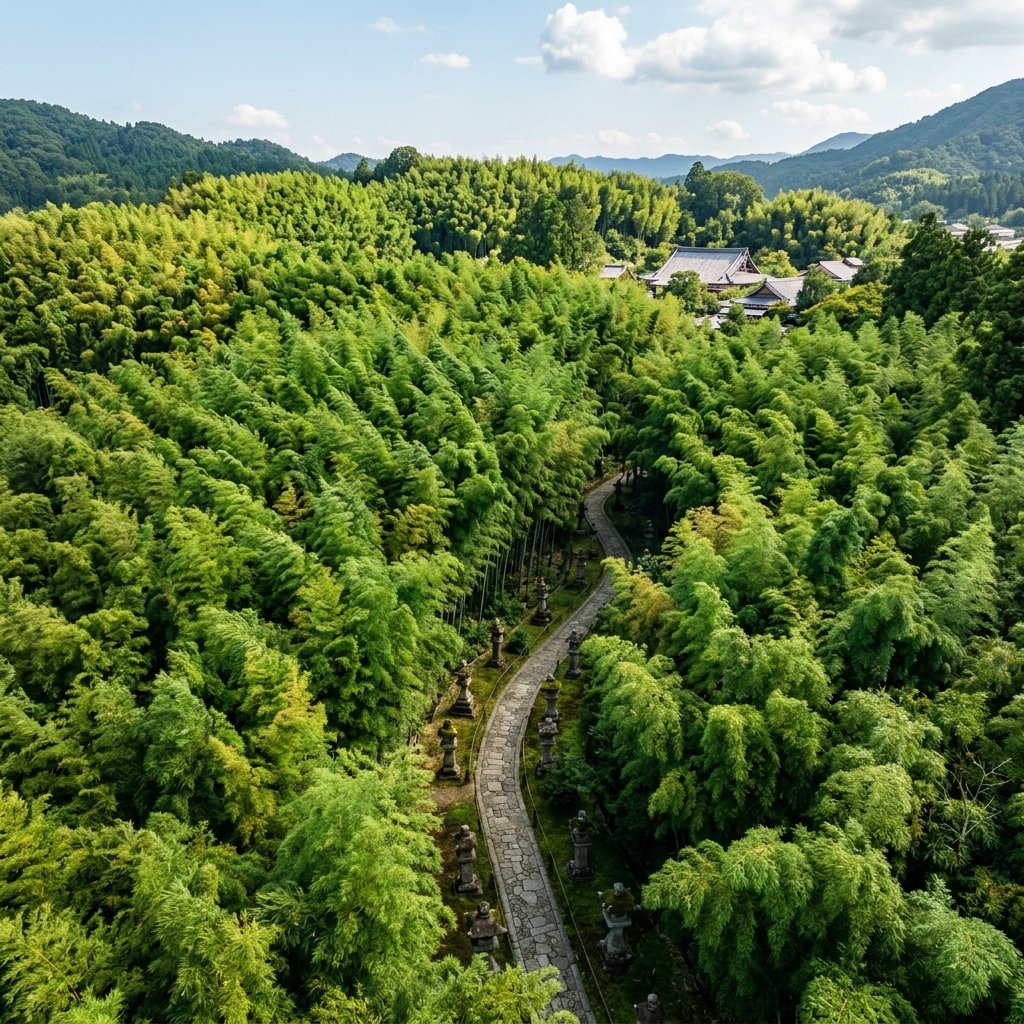 Realistic Aerial Bamboo Grove Landscape - AI image template preview