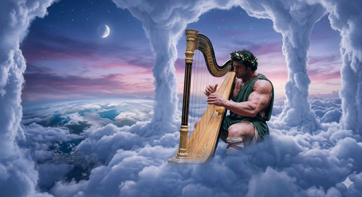 Mythological Hercules with Harp - AI image template preview