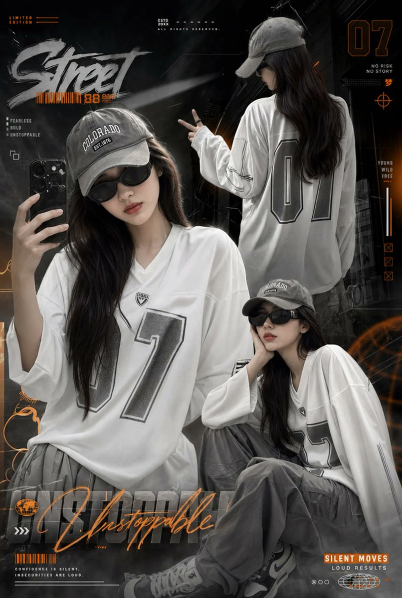 Urban Streetwear Girl Collage - AI image template preview