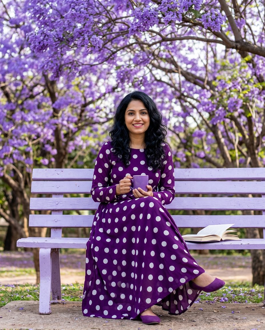 Jacaranda Garden Portrait with Reference - AI image template preview