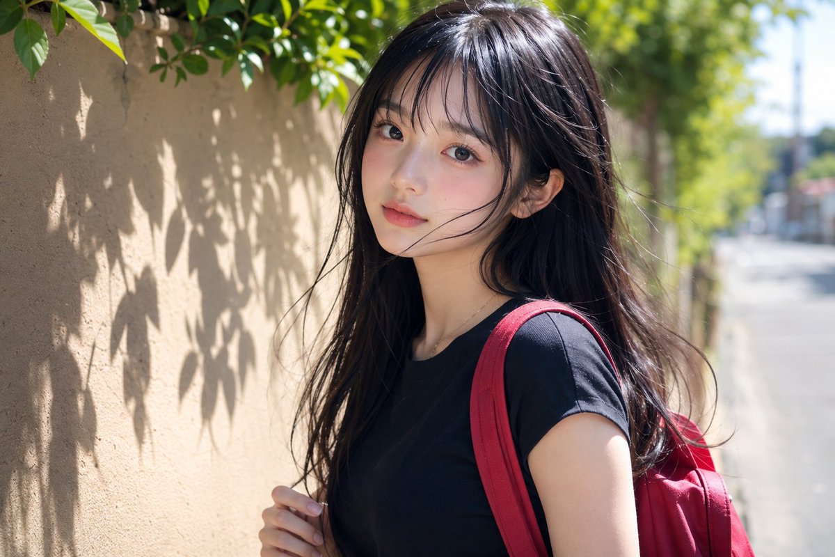Japanese School Girl Portrait - AI image template preview
