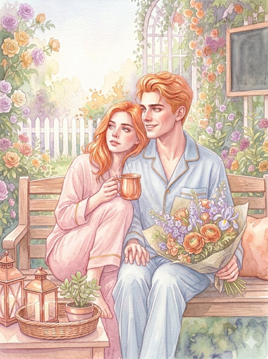 Romantic Garden Watercolor Illustration - AI image template preview