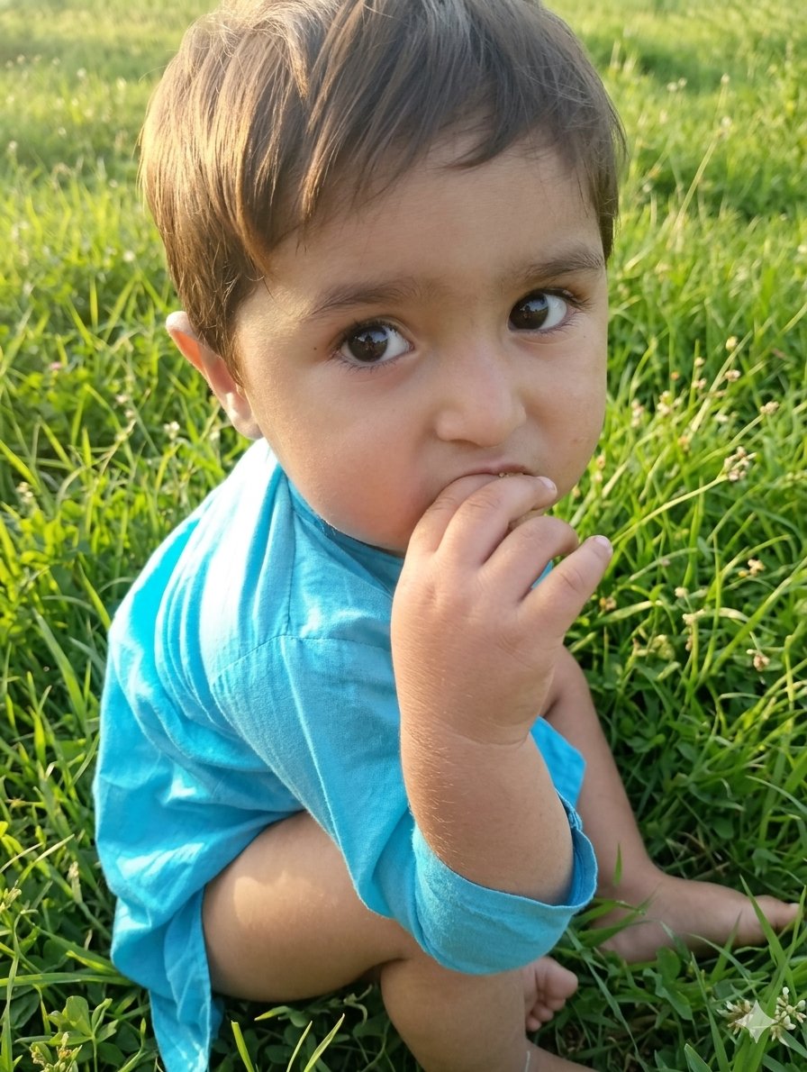Golden Hour Toddler Meadow Portrait - AI image template preview