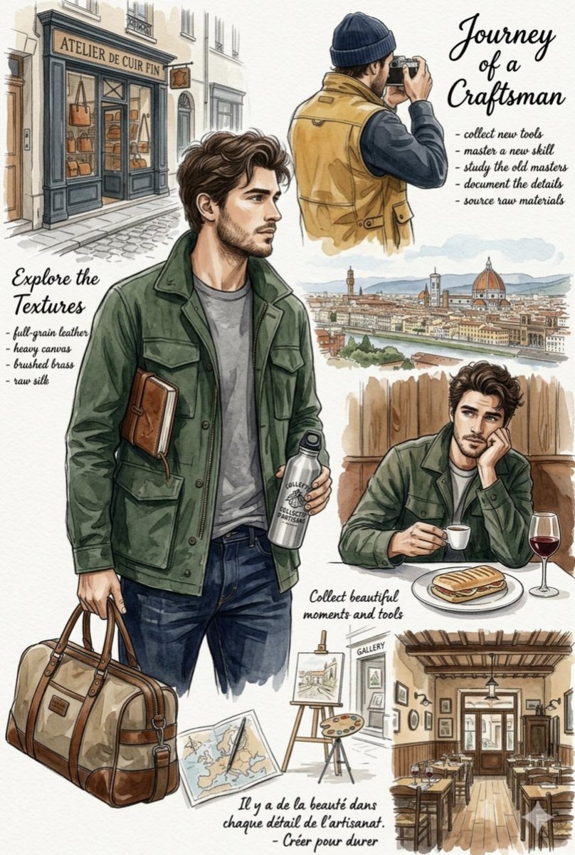 European Travel Lifestyle Moodboard - AI image template preview