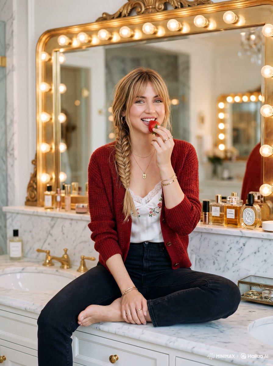 Ana de Armas Marble Bathroom Vanity - AI image template preview