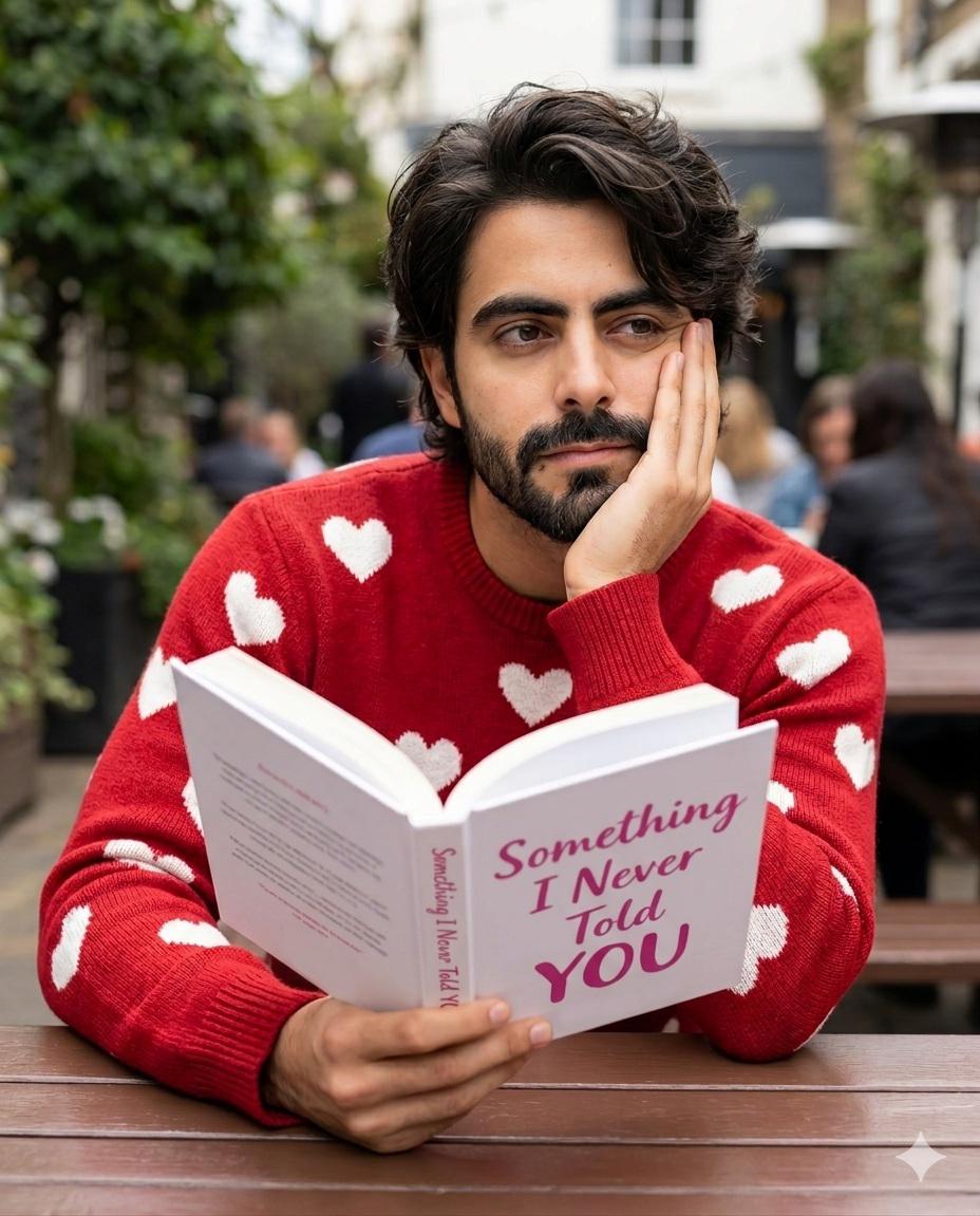 Man Reading Book Outdoors - AI image template preview