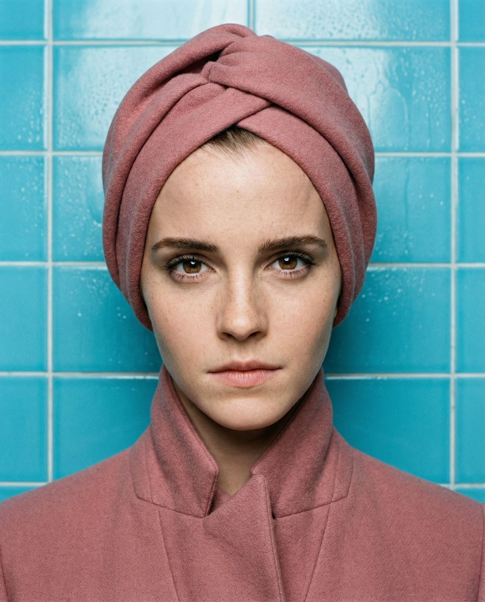 High-Concept Editorial Portrait in Dusty Rose - AI image template preview