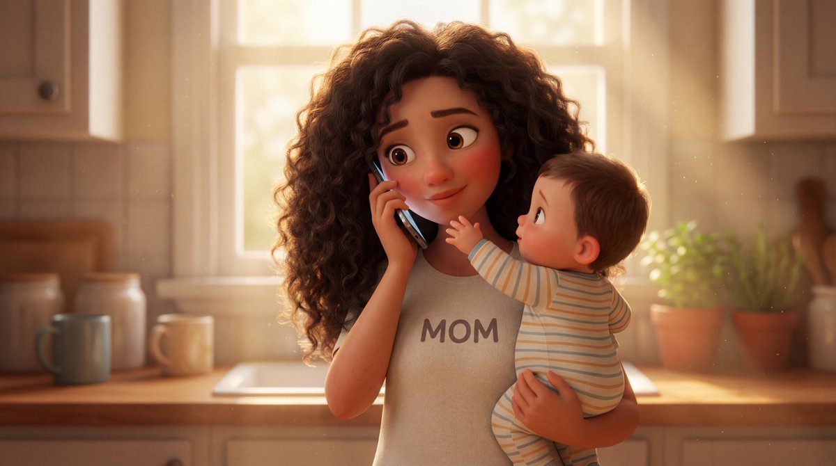 Stylized 3D Animated Mother Portrait - AI image template preview