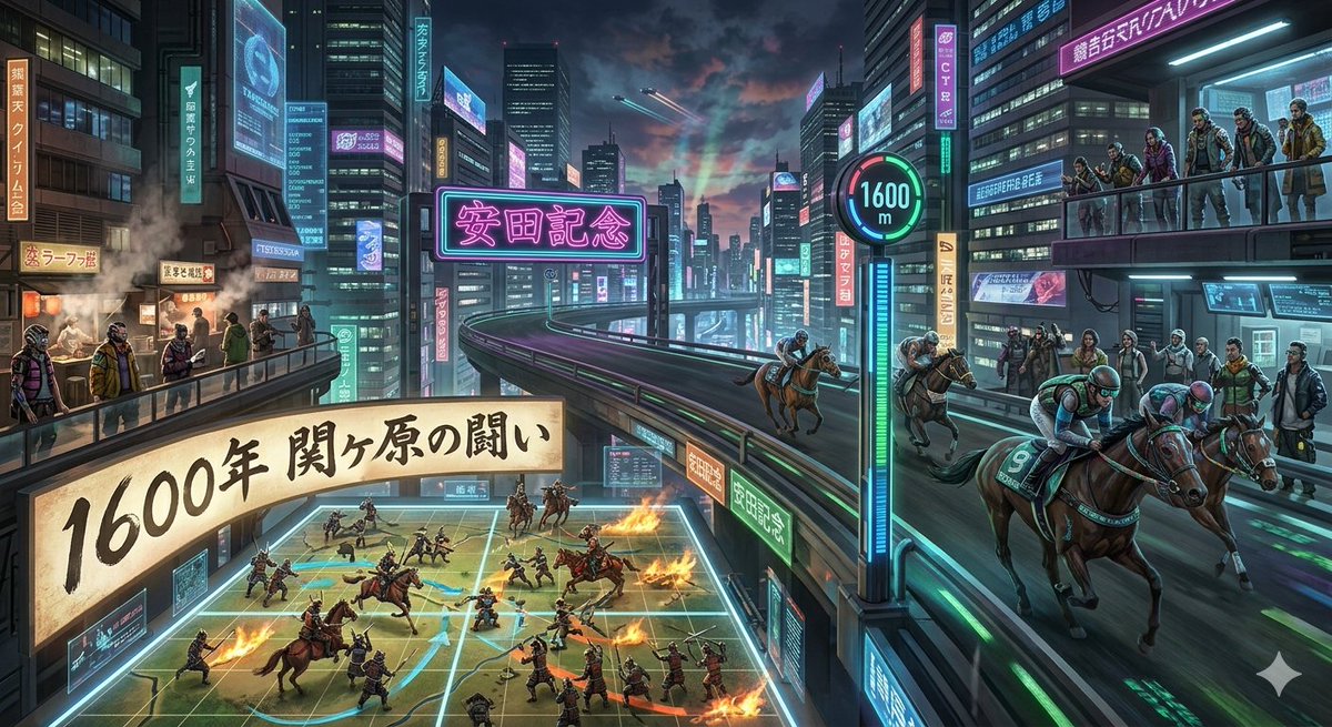 Cyberpunk Historical Horse Racing - AI image template preview