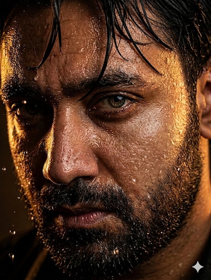 Macro Cinematic Rugged Portrait - AI image template preview