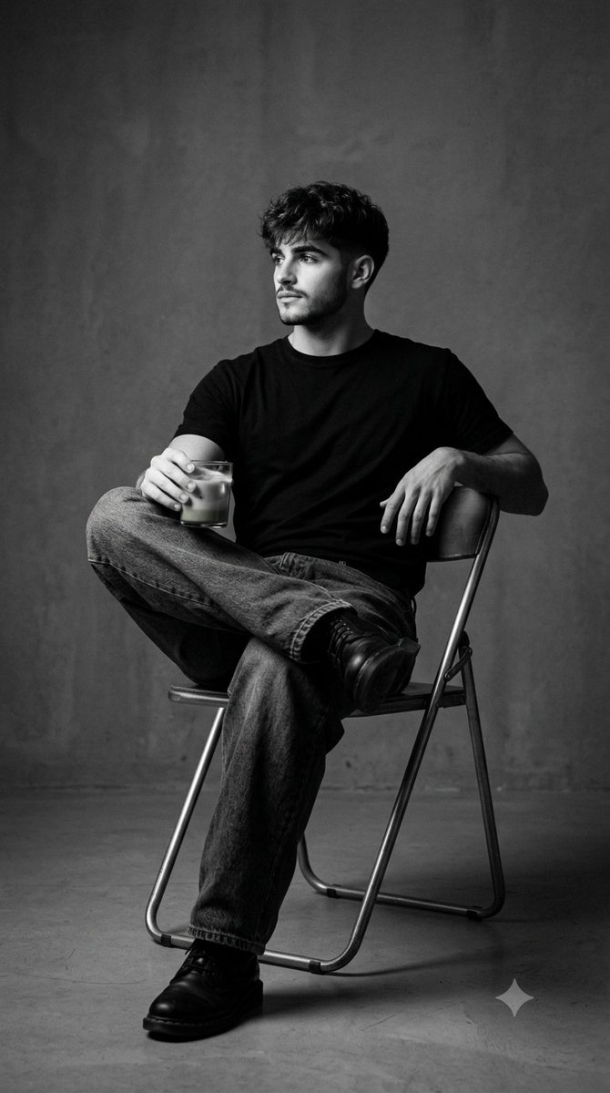 Black and White Studio Portrait - AI image template preview