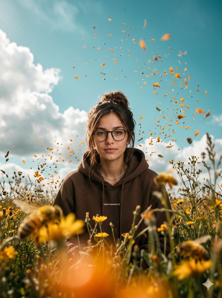 Cinematic Worm's-Eye View Field Portrait - AI image template preview