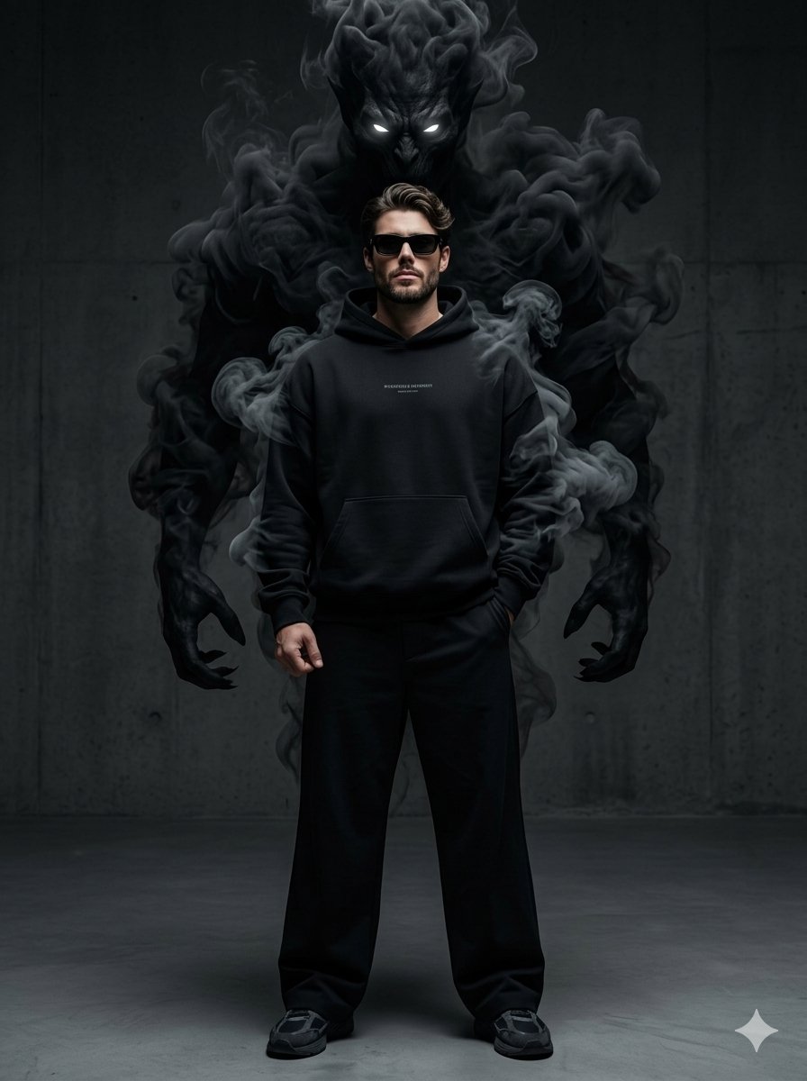 Supernatural Streetwear Portrait with Smoke Demon - AI image template preview