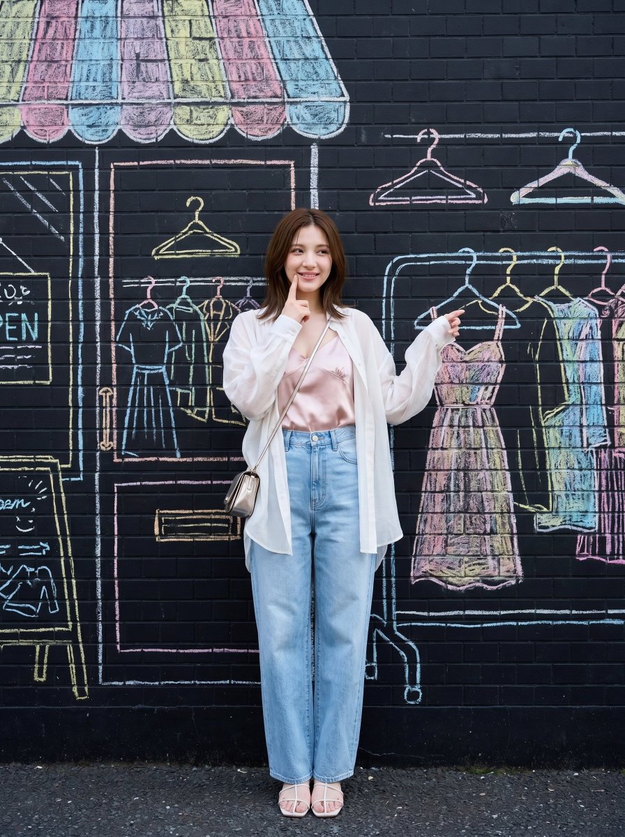 Japanese Fashion Chalk Mural Portrait - AI image template preview