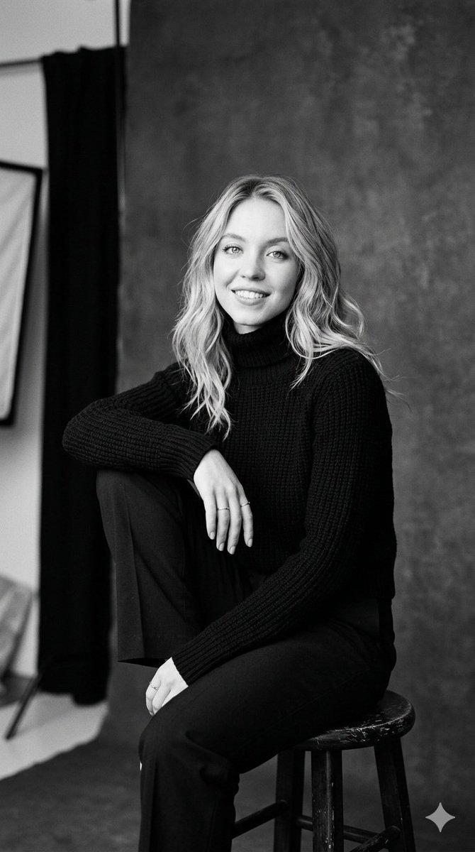 Sydney Sweeney B&W Studio Portrait - AI image template preview
