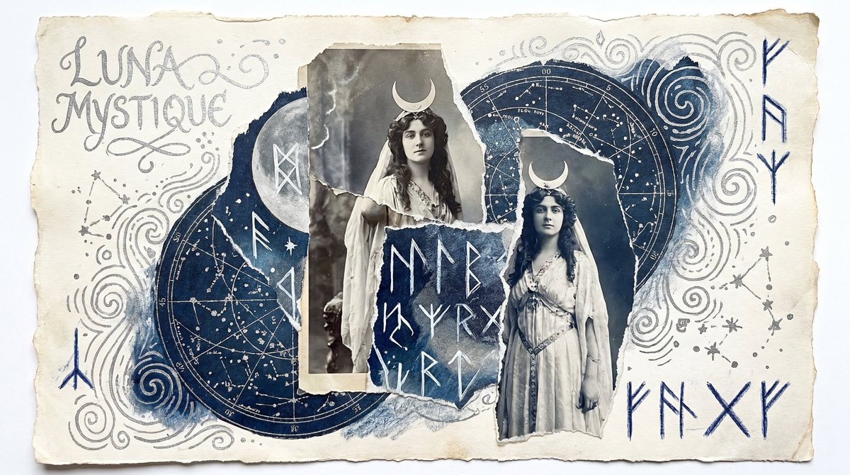 Mystical Lunar Goddess Collage - AI image template preview