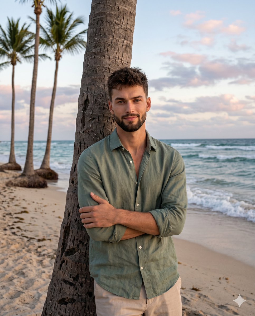 Coastal Golden Hour Portrait - AI image template preview