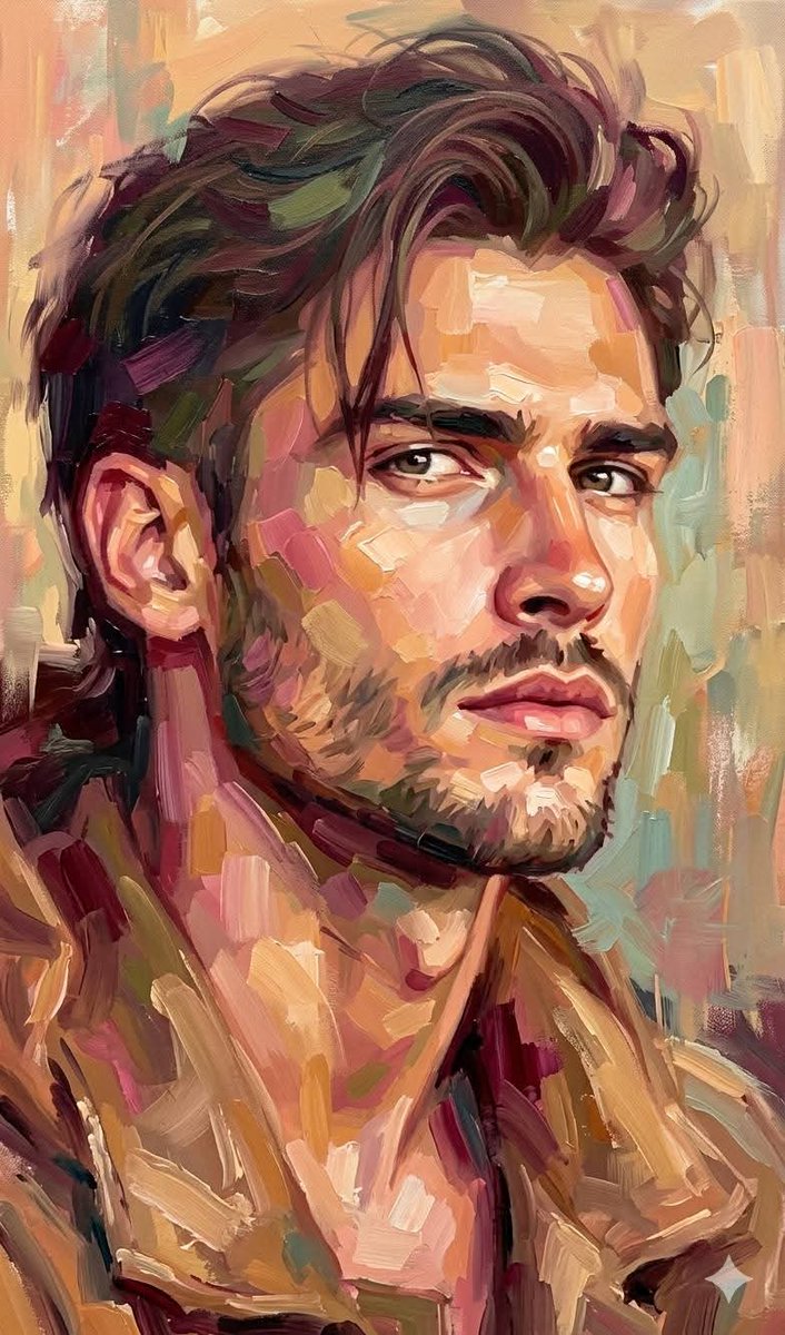 Expressive Oil Painting Portrait - AI image template preview