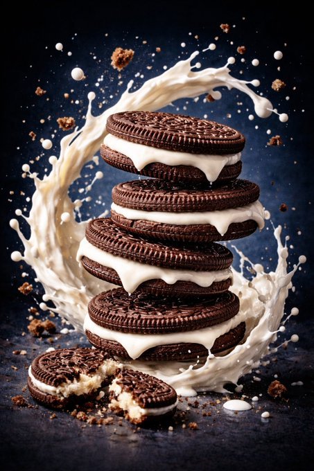 Macro Luxury Biscuit Milk Splash - AI image template preview