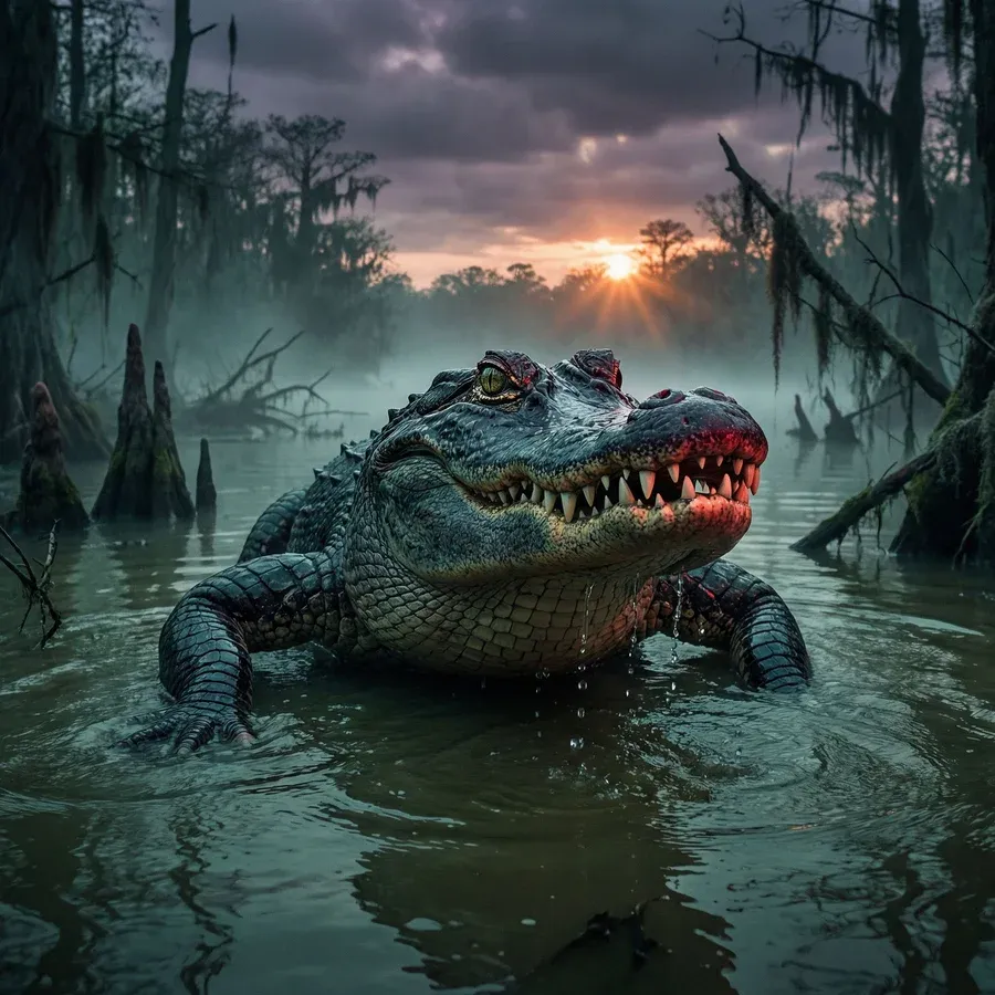 Alligator in Swamp Wildlife Photo - AI image template preview