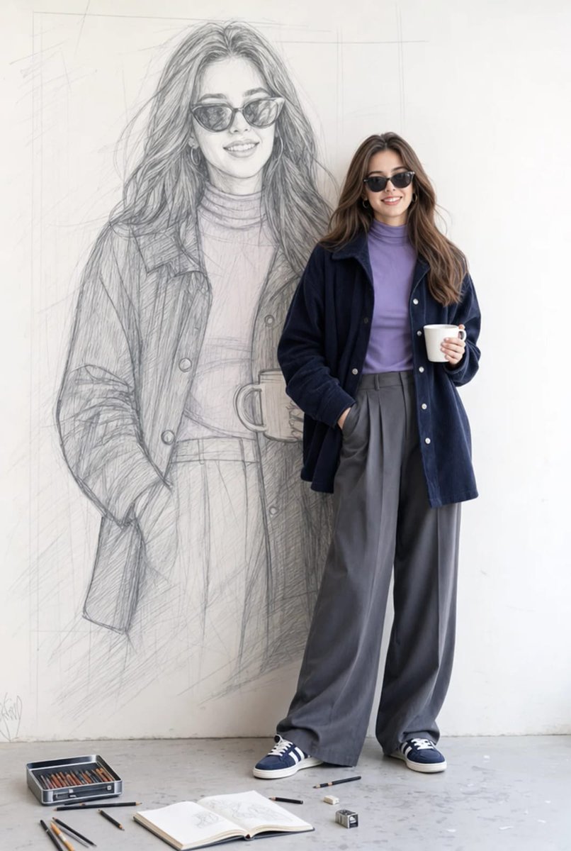 Woman Sketching in Art Studio - AI image template preview
