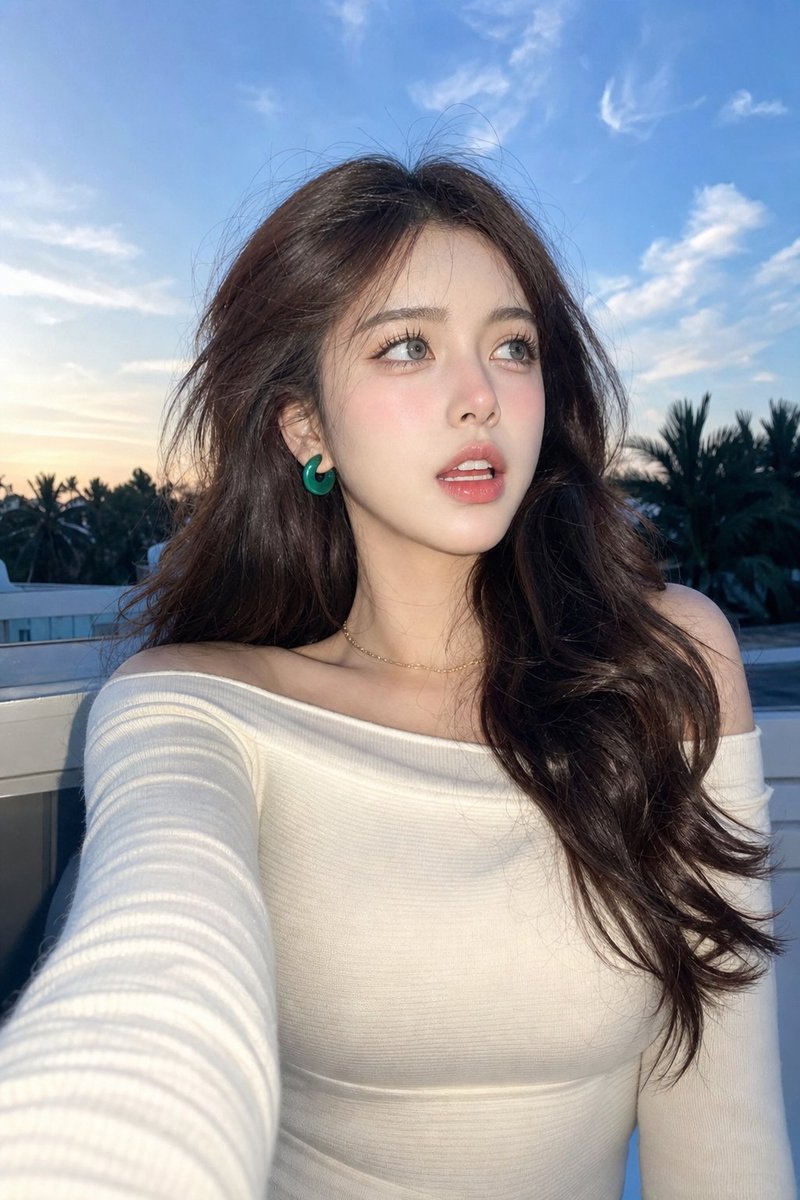 Blue Hour Rooftop Selfie - AI image template preview