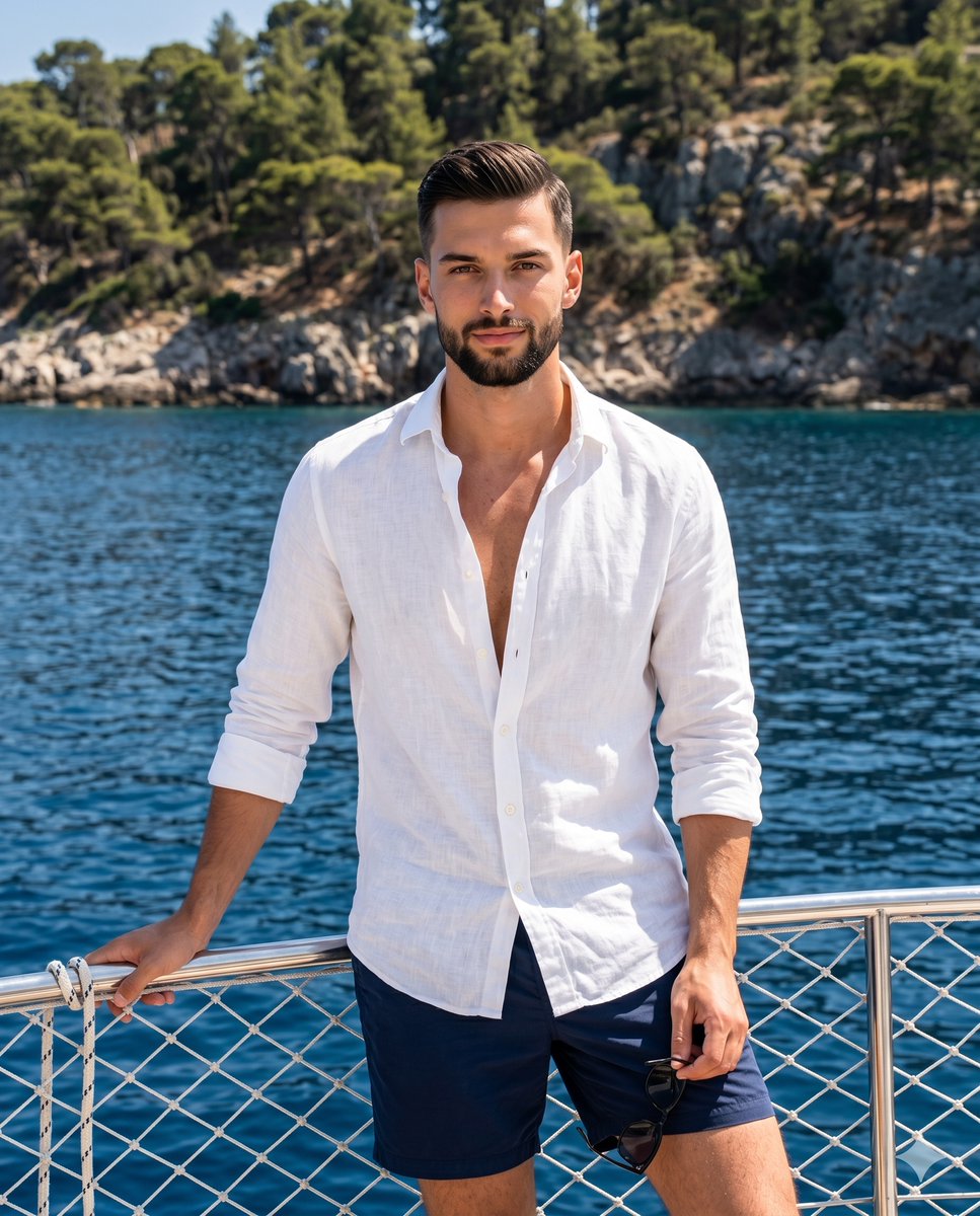 Luxury Nautical Lifestyle Portrait - AI image template preview