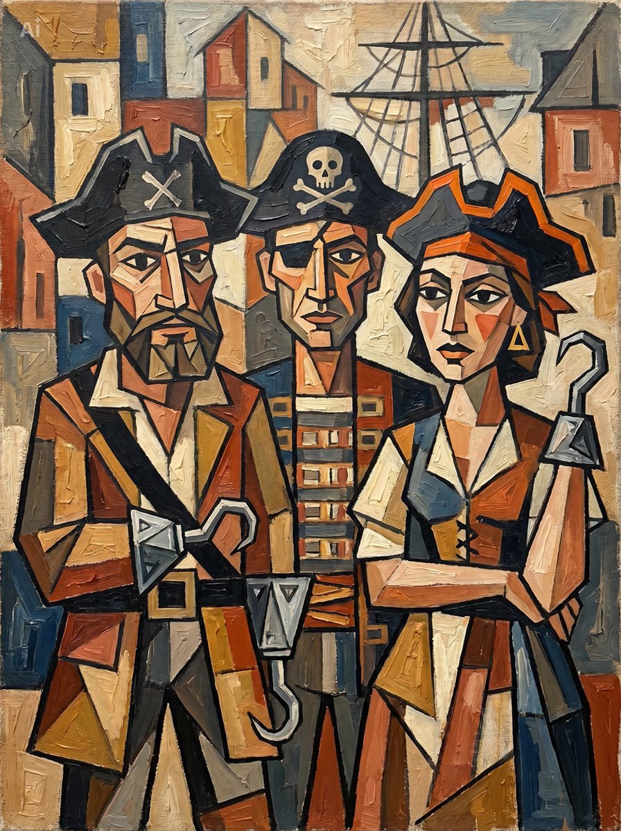 Cubist Pirate Oil Painting - AI image template preview