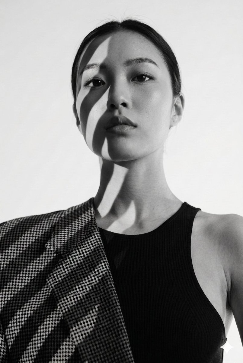 Minimalist Shadow Play Fashion Portrait - AI image template preview