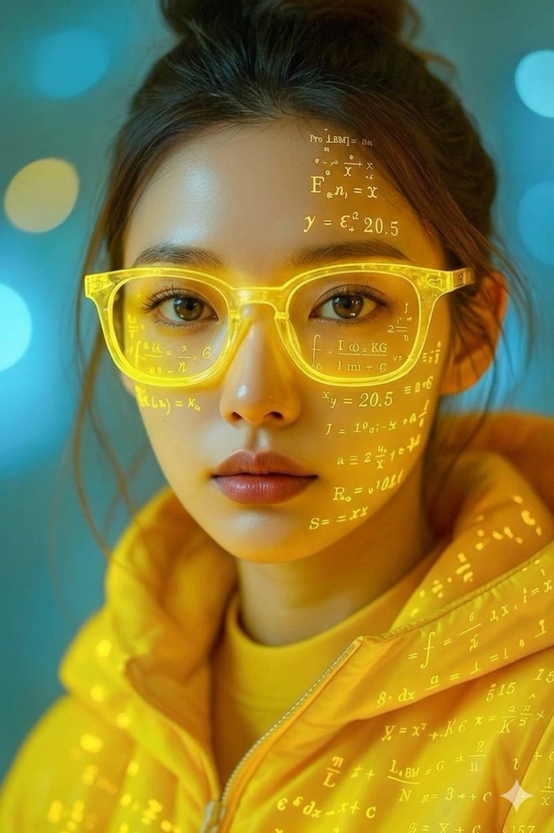 Math Projection Portrait in Neon Yellow - AI image template preview