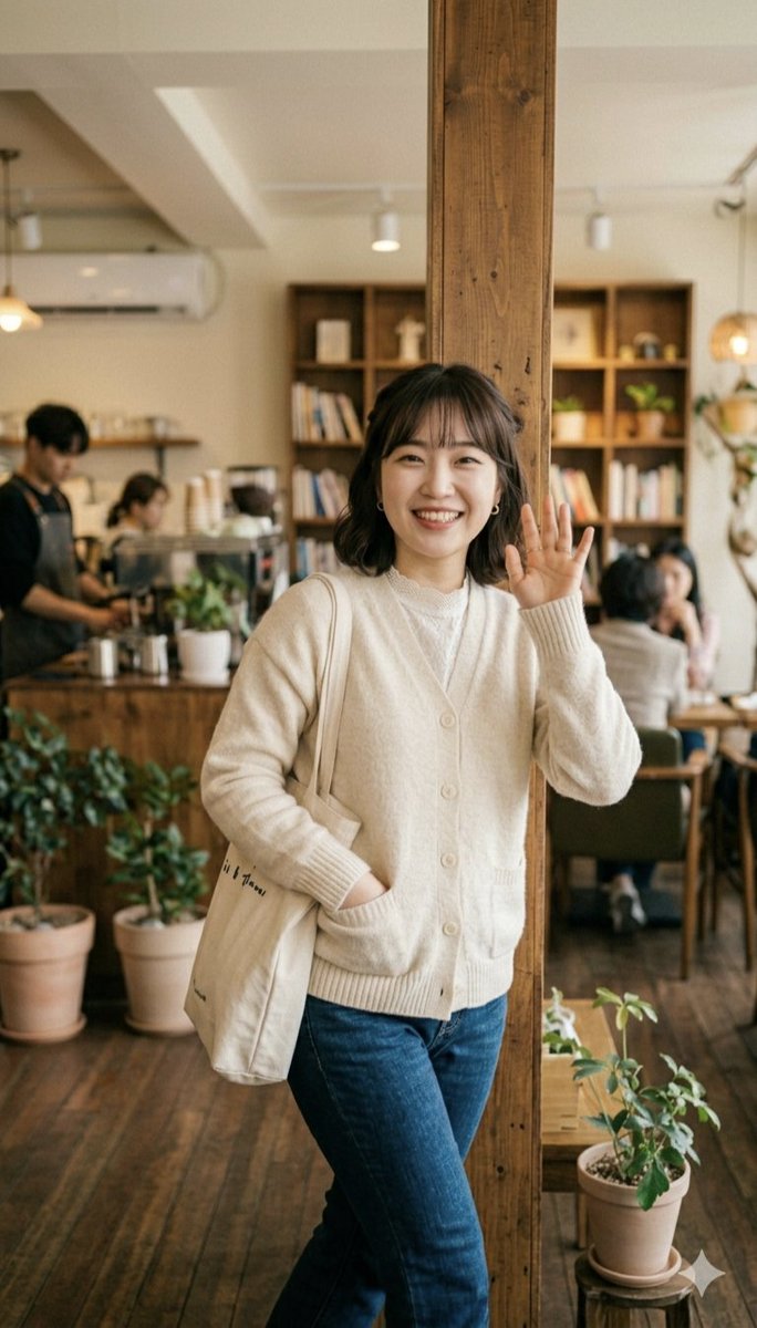 Cozy cafe interior portrait - AI image template preview
