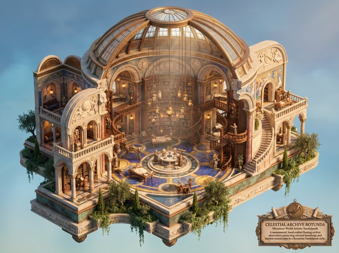 Celestial Archive Sandalpunk Miniature - AI image template preview