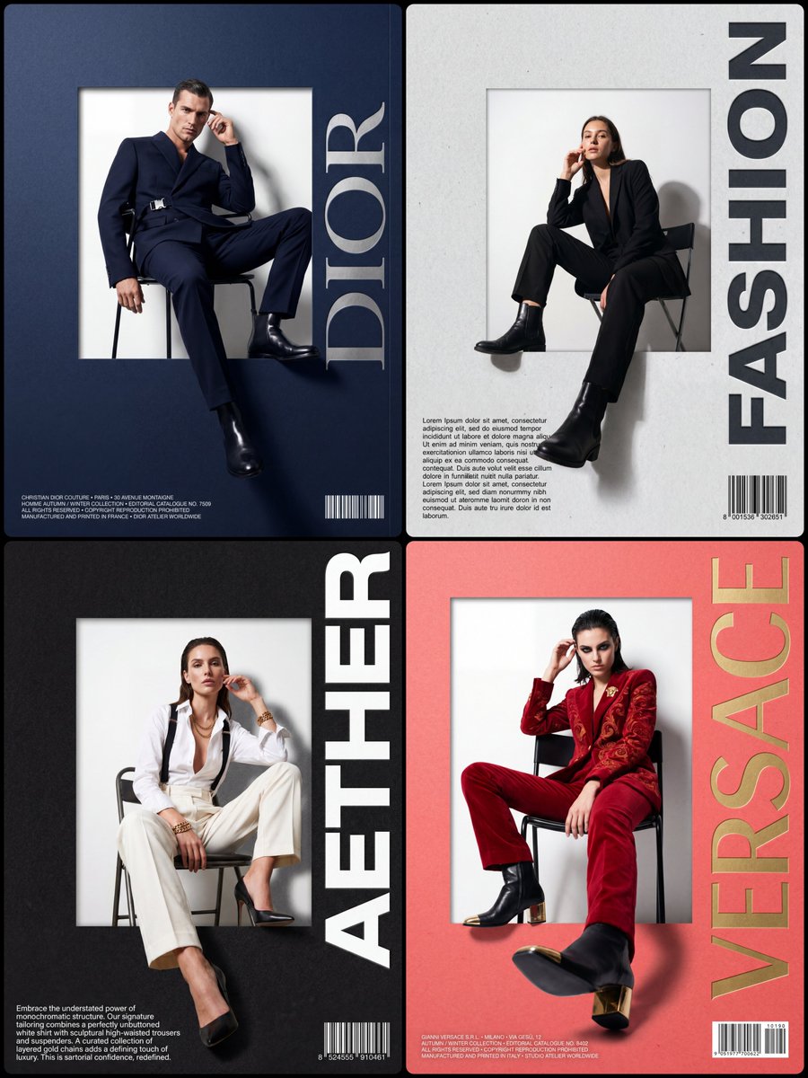 Fashion editorial pop-out poster - AI image template preview