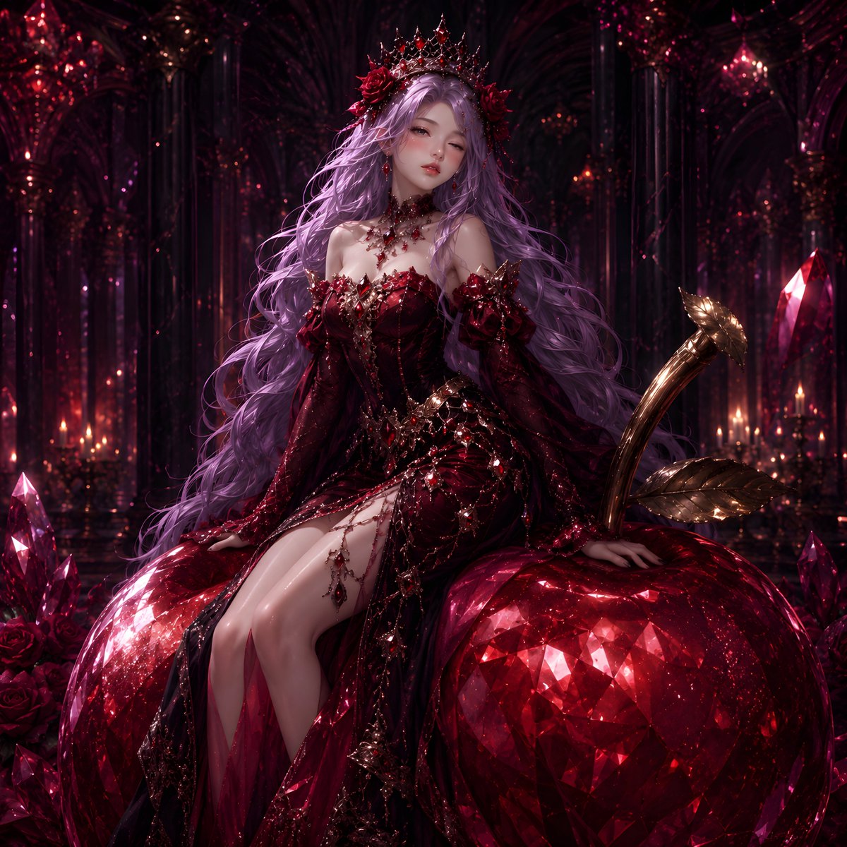 Gothic Rose Fantasy Queen Portrait - AI image template preview
