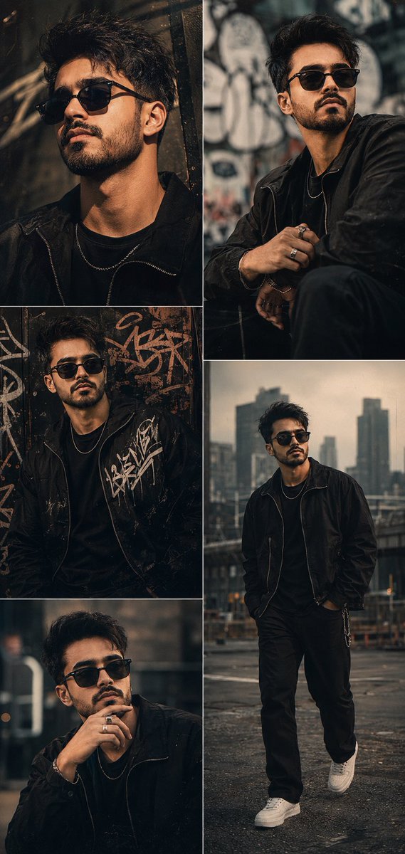 Cinematic Male Editorial Collage - AI image template preview